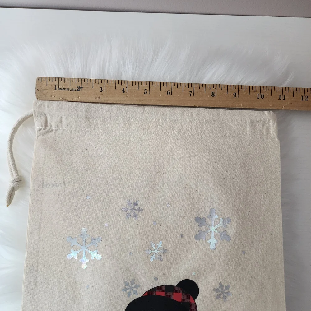 Festive Snowman Holiday Tote - Red Black Buffalo Plaid